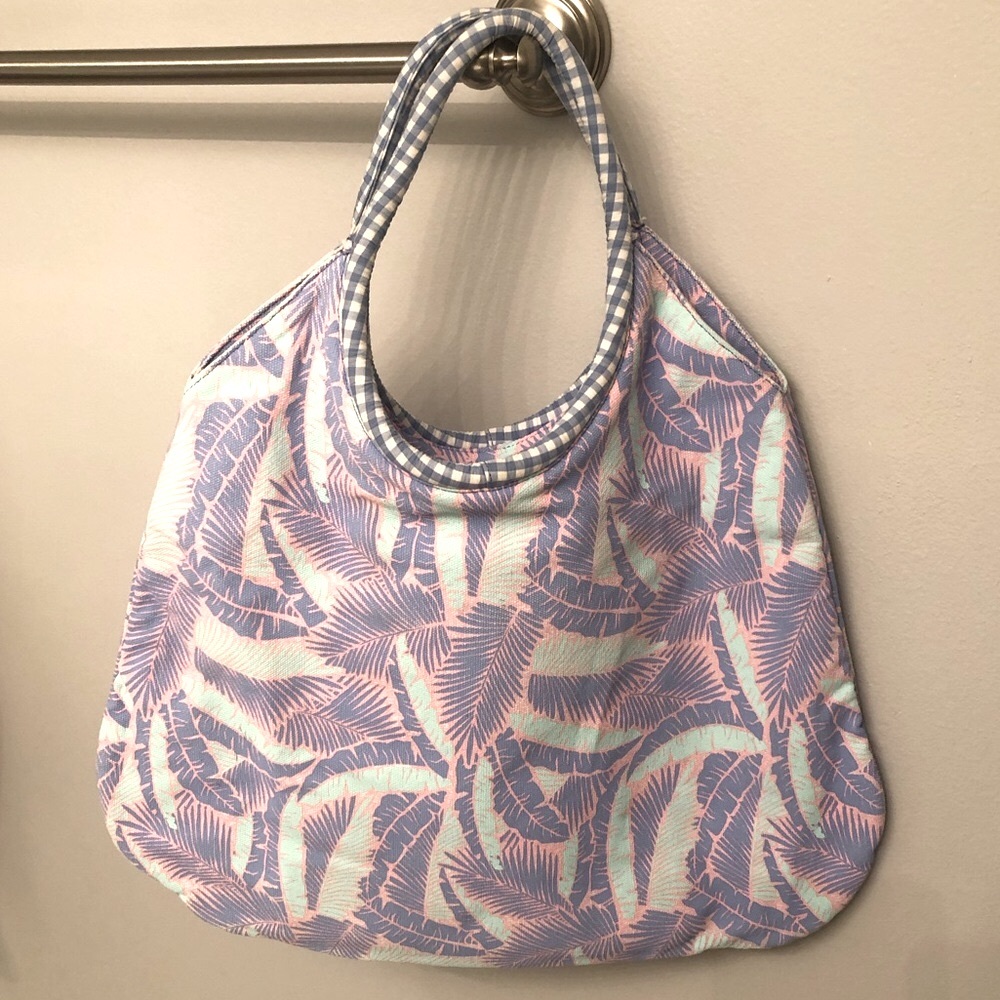 VINEYARD VINES XL CANVAS TROPICAL FLORAL PRINT TOTE / BEACH BAG